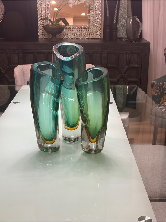 LSA International Canopy Trio Vase Set – Goodee Handcrafted Green Glass Trio Vase Set